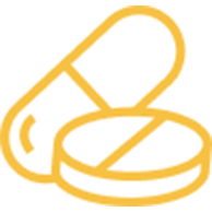 Capsule and tablet icons in yellow